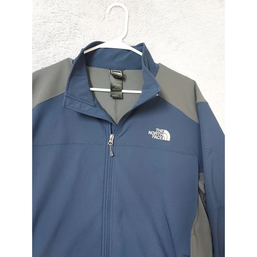 The North Face Jacket Mens Large Apex Softshell Full Zip Blue Gray Outdoor Hike